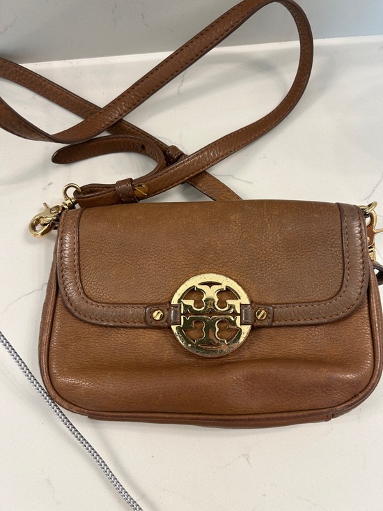Tory Burch Handbags - Tory Burch Brown Leather Crossbody with Gold Logo